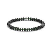Frank 1967 - 7FB-0785 - Bracciale a corona Heren - hematiet, agaat- grande, opaco zwart - 6 mm/3 mm - 19 cm, 18.5, Lega di acciaio, Nessuna pietra preziosa