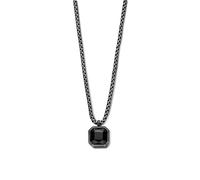 Frank 1967 7FN-0055 - Stalen Ketting met Hanger - Heren - Agaat - 22 x 22 mm - 70 cm - Rond Venetiaans - 3,9 mm - Staal - Antracite - Zwart, 70, Lega di acciaio, Nessuna pietra preziosa