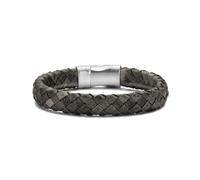 Frank 1967 Bracciale in pelle intrecciata grigio scuro, 21 cm, 21, Lega di acciaio, Nessuna pietra preziosa