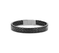 Frank 1967 Bracciale nero intrecciato in pelle 21 cm ips, 21, Lega di acciaio, Nessuna pietra preziosa