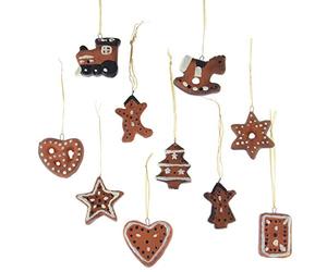 Frank Decorazioni per Albero di Natale con Biscotti di Pan di Zenzero in Terracotta, Confezione da 10 Pezzi