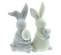 FRANK FLECHTWAREN Coniglietto cuoricini e uovo di Pasqua, set da 2 pezzi, porcellana, dimensioni: altezza 12 cm