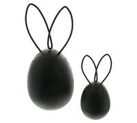 FRANK FLECHTWAREN Coniglietto nero in set da 2 pezzi, decorazione moderna pasquale, uovo, altezza 11 cm, 18 cm