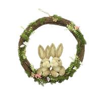 FRANK FLECHTWAREN Ghirlanda di conigli, legno d'olmo, paglia, plastica, muschio, iuta, dimensioni: Ø 40 x 11 cm