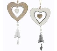 Frank Flechtwaren - Set di 2 campanelle a forma di cuore