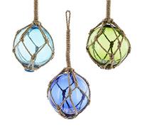 FRANK FLECHTWAREN Set di 3 palline di vetro decorative marittime
