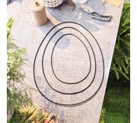 FRANK FLECHTWAREN Set di 3 uova decorative, in metallo, nero opaco, iuta, dimensioni: altezza 30 cm, 40 cm, 50 cm