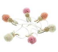 FRANK FLECHTWAREN Set di 6 coniglietti pasquali in legno, poliestere, iuta, dimensioni: altezza 6 cm