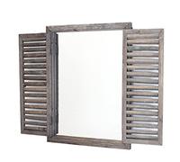 Frank Flechtwaren Specchio in Legno Finestra, Tono Marrone con Persiane a Battente