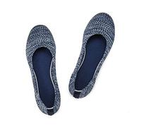 Frank Mully Ballerine Piatte Slip-on in Maglia da Donna - Décolleté con Punta Rotonda, Blu, 38.5 EU