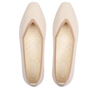 Frank Mully Scarpe da donna in maglia con punta quadrata, traspiranti, leggere e con supporto per l'arco plantare per tutto il giorno, bianco-marrone, 41 EU