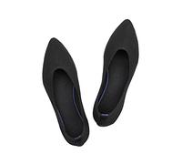 Frank Mully Scarpe Eleganti da Donna a Punta Piatta Lavorata a Maglia con Zeppa Bassa Comode Scarpe Basse da Donna Slip-on, Nero, 38 EU