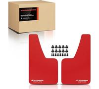 Frankberg 2X Parafanghi universali per auto Paraspruzzi Tagliabili Anteriore Posteriore Compatibili con Cabriolet MPV Pickup Berlina Station wagon SUV Compatto Coupé Camion Rosso 358 * 208 mm