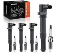 Frankberg 4 bobine di accensione + 4 candele 46777288 | Compatibile con: Idea 350, 500 C 312_, Punto/Grande Punto 199, 500 312_, Punto 188, Pianale/telaio Doblo 263, Mito 955