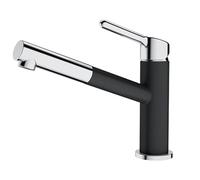 FRANKE Miscelatore Monocomando, Serie Orbit Doccia, Doccia Estraibile, Cromato + Nero - 115.0623.057