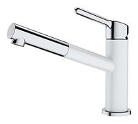 FRANKE Miscelatore Monocomando, Serie Orbit Doccia, Doccia Estraibile, Cromato + Bianco - 115.0623.139