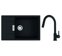 Franke Centro zlewozmywak granitowy 78x50 cm z baterią czarny mat 1140.733.329