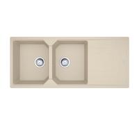 PRONTA CONSEGNA - Franke: Lavello due vasche con gocciolatoio Urban Incasso UBG 621 114.0686.785 finitura fragranite avena da 116x50 cm