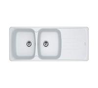 Franke - Lavello a due vasche con gocciolatoio AZG 621 finitura bianco da 116x50cm