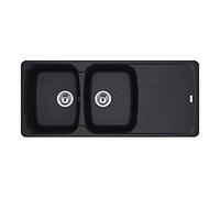 Franke - Lavello a due vasche con gocciolatoio AZG 621 finitura nero da 116x50cm