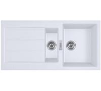 Franke Sirius 2 S2D 651 lavello in plastica bianco ad una vasca e mezza 1,5 con scolapiatti montaggio sopra il piano 100x50 143.0634.555