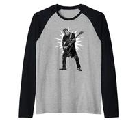 Frankenguitar Frankenstein Suona la Chitarra elettrica - Halloween Maglia con Maniche Raglan