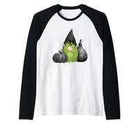 Frankenstein Halloween Gnomo Verde Carino Mostro spettrale Maglia con Maniche Raglan