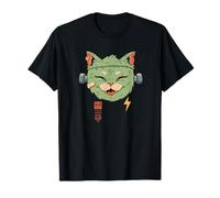 Frankenstein Meowster Cat Spooky Halloween Monster Design Maglietta