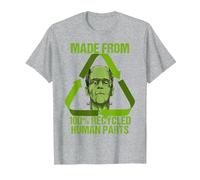 Frankenstein Realizzato con Parti umane riciclate al 100% per Halloween. Maglietta, Uomo, Grigio Melange, L