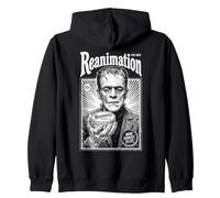 Frankenstein Rianimazione Halloween Annuncio Vintage Mostro Felpa con Cappuccio