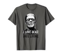Frankenstein Testa di Mostro I Love Dead, Hate Living Maglietta