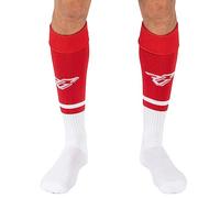 FRANKIE GARAGE FG - Calzettone da Calcio per Uomo, Ragazzo o Bambino Traspirante in Nylon, Calza Sportiva per Allenamento, Sport o Palestra Colore Rosso-Bianco Taglia M/L