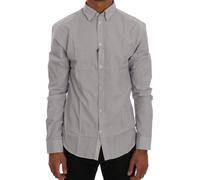 Frankie Morello White Blue Check Casual Cotton Regular Fit Shirt - XL