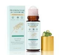 Frankincense and Castor Oil Rose Quartz Roller,Organic Cold-Pressed Castor Oil Roll-On with Rose Quartz,Firms Skin,Reduces Fine Lines & Deeply Hydrates, Suitable for Face, Neck, Abdomen
