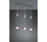FRANKLIN BARRA 3 SOSPENSIONI LED 27W 3150lm, 3000K REGOLABILE IN ALTEZZA CON BILANCIERI ACCIAIO SATINATO DIMMERABILE CON INTERRUTTORE L. 85CM