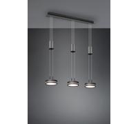 FRANKLIN BARRA 3 SOSPENSIONI LED 27W 3150lm, 3000K REGOLABILE IN ALTEZZA CON BILANCIERI ANTRACITE DIMMERABILE CON INTERRUTTORE L. 85CM