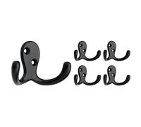 Franklin Brass B59104M-FB-C Double Prong Robe Hook (5 Pack), Flat Black