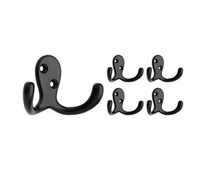 Franklin Brass B59104M-FB-C Double Prong Robe Hook (5 Pack), Flat Black