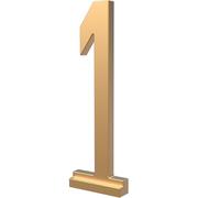 Franklin Brass Derby (1 pezzo) "1" numeri civici moderni in metallo per sistema personalizzato in oro satinato | Targa numero esterno | Insegna indirizzo personalizzata resistente alla ruggine