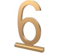 Franklin Brass Derby (1 pezzo) "6" moderno numero civico in metallo per sistema personalizzato in oro satinato | Targa numero esterno | Insegna indirizzo personalizzata resistente alla ruggine