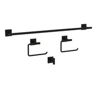 Franklin Brass NASH64-MB Nash - Set di 4 accessori da bagno da 45,7 cm con porta asciugamani con estensione, porta carta igienica, porta asciugamani, gancio per asciugamani, nero opaco