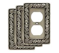 Franklin Brass Paisley W10110V-BSP-R Piastra a muro per presa singola duplex, peltro satinato spazzolato, confezione da 3