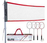 Franklin Sports Elite - Set di rete da badminton, include racchette da badminton, pali, rete, paletti, corde, kit di bordo, da spiaggia o cortile, pallavolo, badminton, facile da installare, colore: