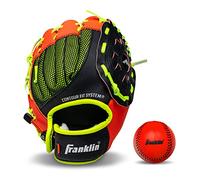 Franklin Sports Guanto Da Baseball In Finta Pelle, Per Mancini E Destrorsi, Con Impugnatura In Neo, 22,5 Cm, Per Mano Destra, Pronto Per Giocare Con Palla, Colore: Rosso