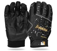 Franklin Sports MLB Batting Gloves - 2nd Skinz Drip Baseball + Softball Batting Gloves - Coppia di pelli per adulti e giovani, colore nero e oro, adulto medio