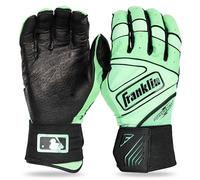 Franklin Sports MLB - Guanti da battitore Infinite Powerstrap da baseball + guanti da softball, attrezzatura da allenamento a gabbia completa, polsino lungo e pelle resistente, colore: nero/menta