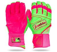 Franklin Sports MLB - Guanti da battitore Infinite Powerstrap, resistenti, per allenamento, con polsino lungo e pelle resistente, colore: rosa/verde mela, taglia M
