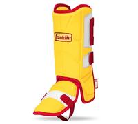 Franklin Sports Parastinchi da baseball + softball, serie PRT per adulti, protezione per gambe e caviglie con piastra per dita, mano destra e sinistra, giallo/rosso, taglia unica