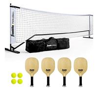Franklin Sports Set per principiante di rete da pickleball, da esterno di misura ufficiale con borsa da viaggio, set per principiante da pickleball ufficiale con (4) racchette + (4) palle X-40