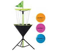 Franklin Sports Set-Portable Disc Golf Target Basket with Chains-3 Discs Included-Driver, Mid-Range + Putter, cestini, Portatile, con Catene, Inclusi, midrange Unisex, Multicolore, Taglia Unica